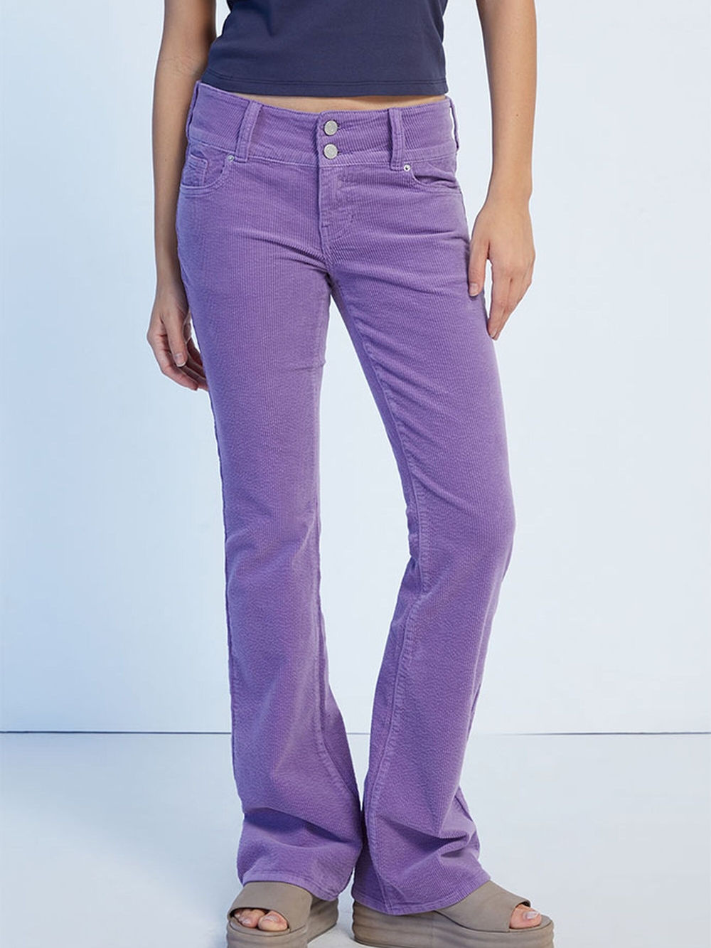 PacSun Plum Corduroy Low Rise Bootcut Jeans Size 24 Lavender Purple Stretch